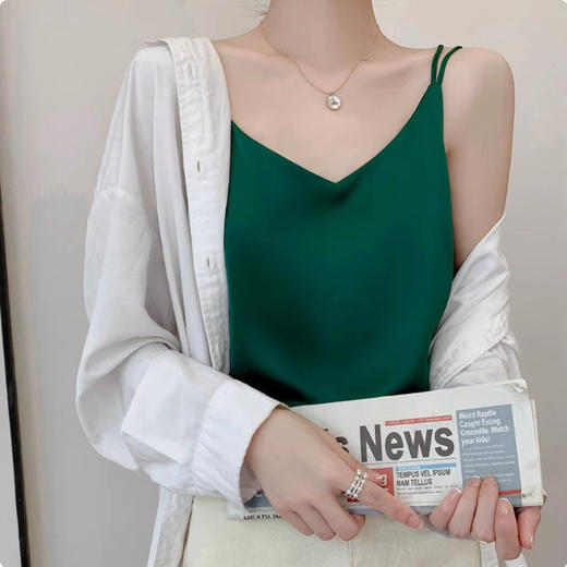 2025年吊带背心女内搭白色美背醋酸仿真丝上衣缎面夏西装仿打底衫 商品图3