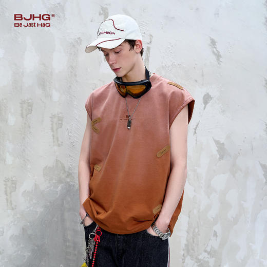 BJHG不计后果 创可贴背心男款夏季新款潮美式复古街头痞帅无袖t恤 商品图2