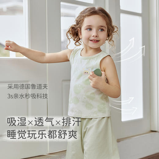 【2025年春夏新品】i-baby/英伦宝贝泡泡玛特针织抑菌恒温小背心男童女童夏季睡衣家居服（2件装） 商品图2