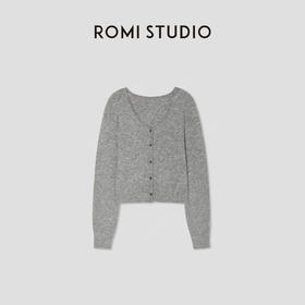 ROMI STUDIO“温柔随性”羊毛混纺长袖V领软糯毛织开衫 RW24ASB1440