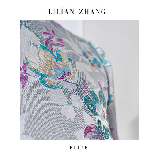 E系列“定制”—「东方意蕴」——“中式老钱”——银灰织锦花连衣裙 2501005 商品图2