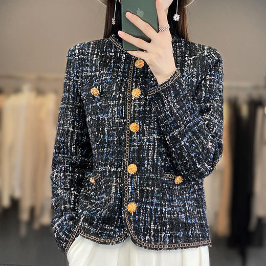 丁摩 小香风外套女春秋新款法式名媛高级感短款外套小个子百搭上衣5ZF-86 商品图2