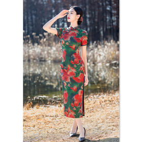 GX复古国风中长小个子提花旗袍2025春夏新款年轻女士宴会旗袍连衣裙