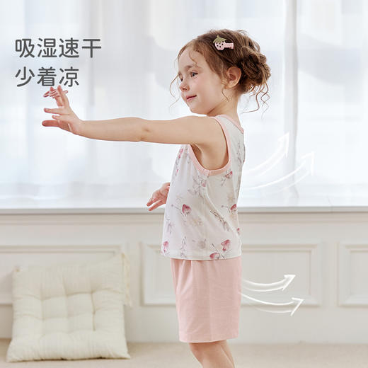 【2025年春夏新品】i-baby/英伦宝贝自然生长针织低敏恒温儿童背心短裤套装男女童家居服夏季短袖 商品图3