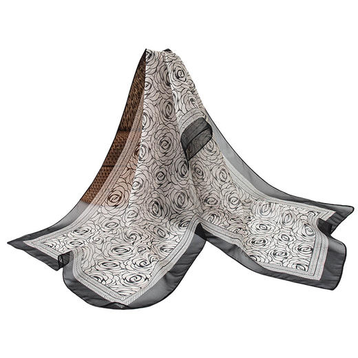 丁摩 高端法式桑蚕丝丝巾黑色波点丝巾真丝女长条高级感围巾披肩薄春夏5ZF-9606 商品图7