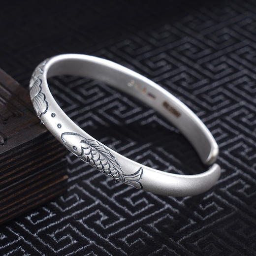 子佩集S999银【幸福有鱼】手工纯银手镯原创设计【55011207】2503 商品图3