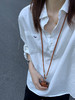 丁摩 早春新款高级感极简风休闲百搭半开翻领蓝色长袖衬衫女5ZF-51007 商品缩略图6