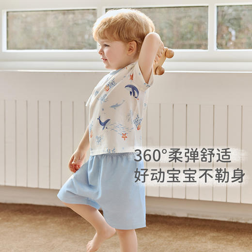 【2025年春夏新品】i-baby/英伦宝贝童梦奇境针织抑菌恒温短袖短裤家居服套装男童女童睡衣套装 商品图2