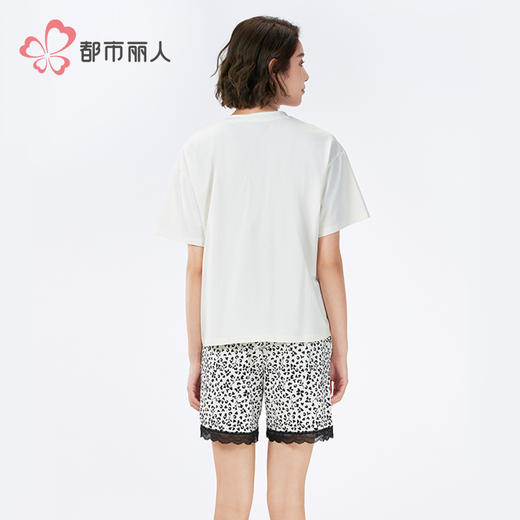 都市丽人女士棉质短袖套装薄32支纯棉单面舒适外出短袖类LHH2F3 商品图3