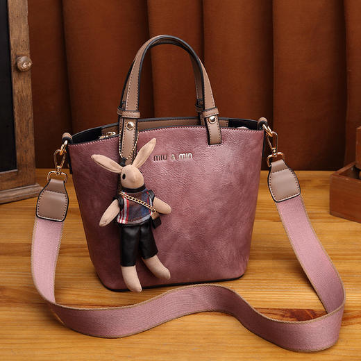 丁摩 真皮小包包女韩版百搭复古斜挎手提单肩水桶包大容量5ZF-3173 商品图2