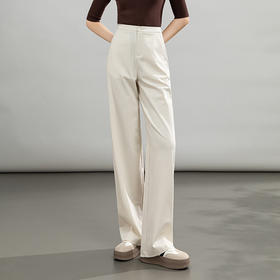 丁摩 窄版直筒裤春季宽松遮肉显瘦西装阔腿长裤子女高腰弹力休闲5ZF-12132