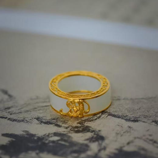 龢盒原创 白玉蝙蝠护佑戒指 商品图3