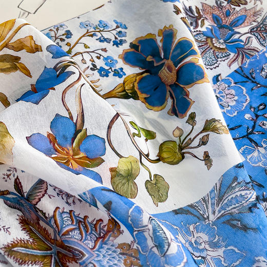 丁摩 高档真丝丝绵中方巾女百搭春夏防晒桑蚕丝棉混纺丝巾披肩5ZF-6767 商品图3