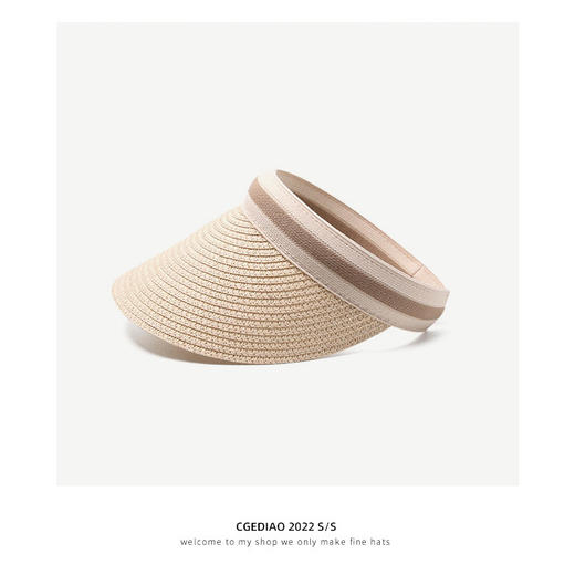 雀说 遮阳帽子女夏季空顶防晒防紫外线沙滩出游草编草帽太阳帽5ZF-3172 商品图6