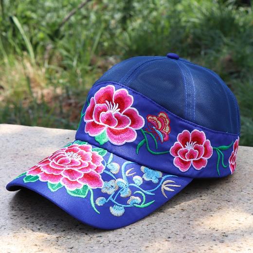 雀说 帽子女夏天民族风大绣花棒球帽后网纱透气棒球帽女时尚遮阳帽5ZF-0698 商品图3