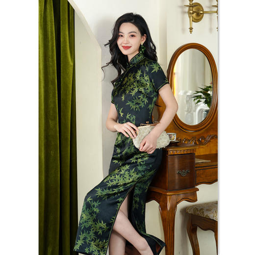 GX复古中国风长款短袖旗袍2025春夏新款港风民国女士旗袍 商品图2