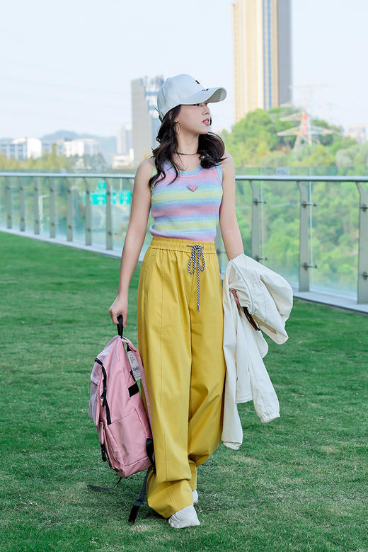 抽绳弹力腰阔腿长裤 9621100004 商品图1