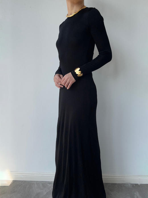 CG｜Vanessa Dress 长袖真丝针织连衣裙［ 黑 ] 商品图3