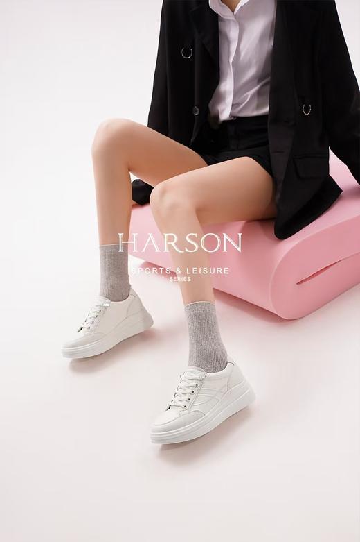 【HARSON】BF3 哈森2025春季新品女鞋厚底休闲小白 鞋系带运动板鞋HCS251405 商品图1