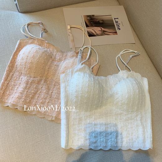 抖音爆款吊带背心蕾丝泡泡美背抹胸带胸垫裹胸短款百搭打底懒小毛 商品图4