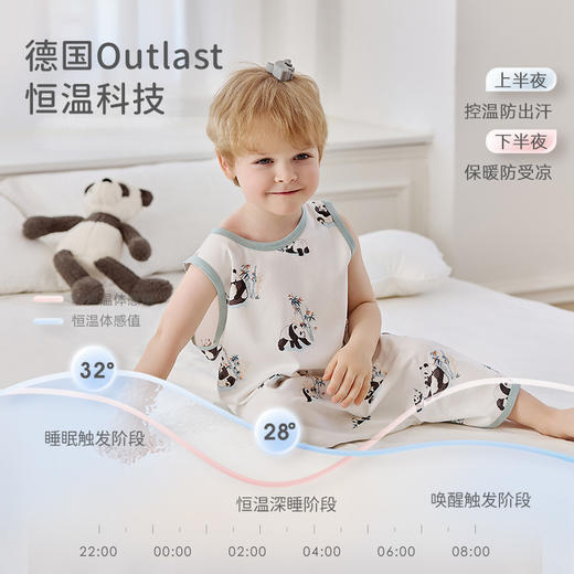 【2025年春夏新品】i-baby/英伦宝贝恒温儿童睡袍宝宝背心式睡裙夏季男童女童家居服 商品图1