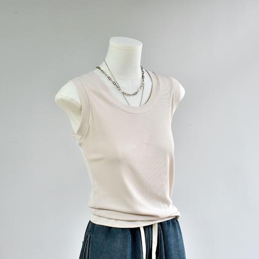 丁摩 【西装搭子衫】春女装新款百搭无袖针织显瘦u领打底衫5ZF-143 商品图1