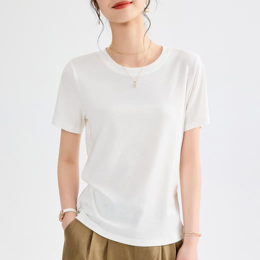 【专柜大牌品质】轻奢简约天丝亚麻短袖 莱赛尔清凉柔软T恤 商品图10