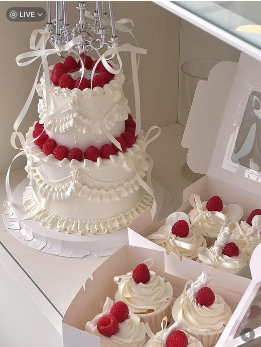 双层复古裱花树莓款（六➕四寸蛋糕➕六枚纸杯 商品图0