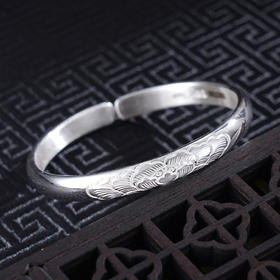 子佩集S999银【流光花影】手工纯银手镯原创设计【55011101】2503