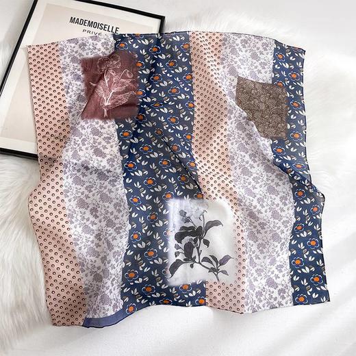 丁摩 高档真丝丝绵中方巾女百搭春夏防晒桑蚕丝棉混纺丝巾披肩5ZF-6767 商品图7