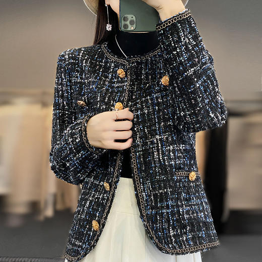 丁摩 小香风外套女春秋新款法式名媛高级感短款外套小个子百搭上衣5ZF-86 商品图3