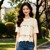 奢姿大码女装2025夏季镂空设计减龄针织衫胖妹妹链条时尚百搭上衣9652621888 商品缩略图2