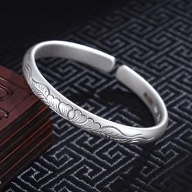 子佩集S999银【踏花归来】手工纯银手镯原创设计【55011219】2503