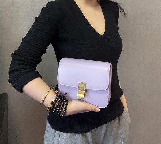 Celine 薰衣草 牙签纹牛皮 box teen 斜挎包 商品图2