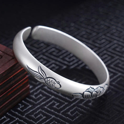 子佩集S999银【花下鱼舞】手工纯银手镯原创设计【55021216】2503 商品图2