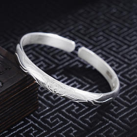 子佩集S999银【藕花深处】手工纯银手镯原创设计【55021128】2503