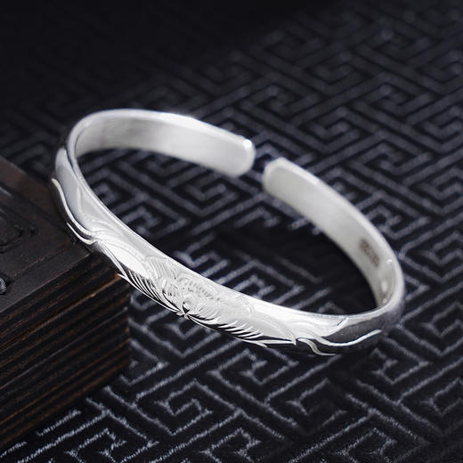 子佩集S999银【藕花深处】手工纯银手镯原创设计【55021128】2503 商品图1