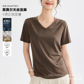 【专柜大牌品质】轻奢简约天丝亚麻短袖 莱赛尔清凉柔软T恤