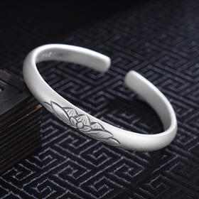 子佩集S999银【荷风送香】手工纯银手镯原创设计【55021202】2503