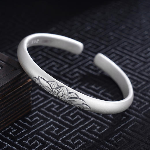 子佩集S999银【荷风送香】手工纯银手镯原创设计【55021202】2503 商品图1