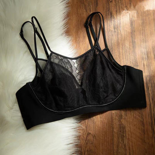 春夏新品内衣性感蕾丝黑色蕾丝内衣女防下垂收副乳无钢圈薄美背文胸罩 商品图2
