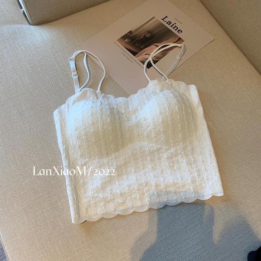 抖音爆款吊带背心蕾丝泡泡美背抹胸带胸垫裹胸短款百搭打底懒小毛 商品图1