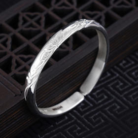 子佩集S999银【芙蓉出水】手工纯银手镯原创设计【55021114】2503