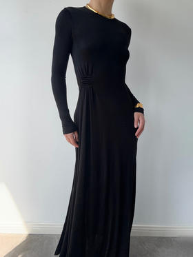 CG｜Vanessa Dress 长袖真丝针织连衣裙［ 黑 ]