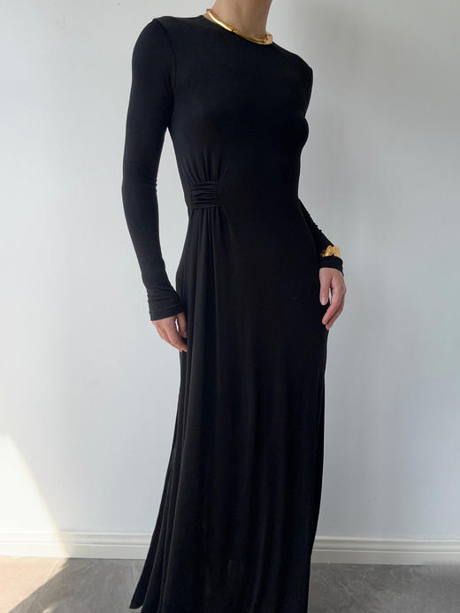 CG｜Vanessa Dress 长袖真丝针织连衣裙［ 黑 ] 商品图0