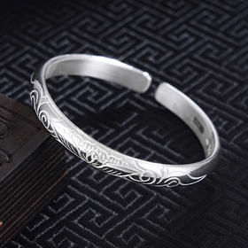 子佩集S999银【荷塘月色】手工纯银手镯原创设计【55021111】2503