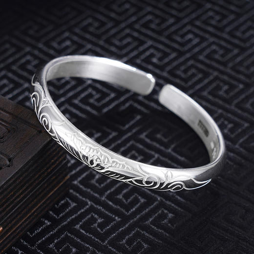 子佩集S999银【荷塘月色】手工纯银手镯原创设计【55021111】2503 商品图1