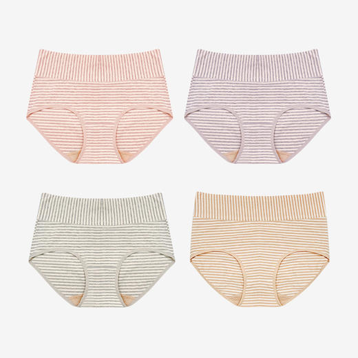 丁摩 女士高腰内裤女【4条装】整裤7A抗菌色纺无染收腹纯棉彩棉底档三角裤5ZF-316 商品图6