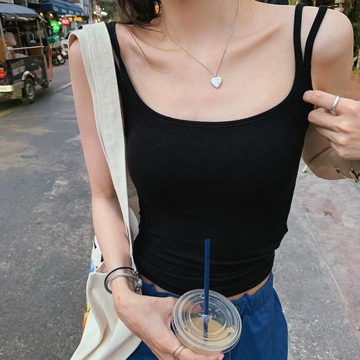 韩版辣妹双肩带吊带背心女修身显瘦百搭带胸垫内衣女美背上衣厂家 商品图2