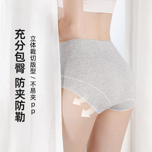丁摩 女士高腰内裤女【4条装】整裤7A抗菌色纺无染收腹纯棉彩棉底档三角裤5ZF-316 商品图2